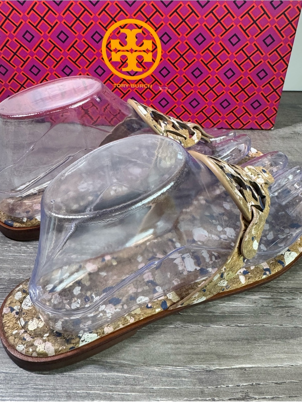 Tory Burch Miller Welt Confetti Cork Thong Sandals size 8 RARE - Picture 3 of 7